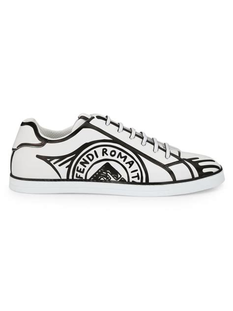 Shop Fendi Trompe L'Oeil Leather Sneakers 